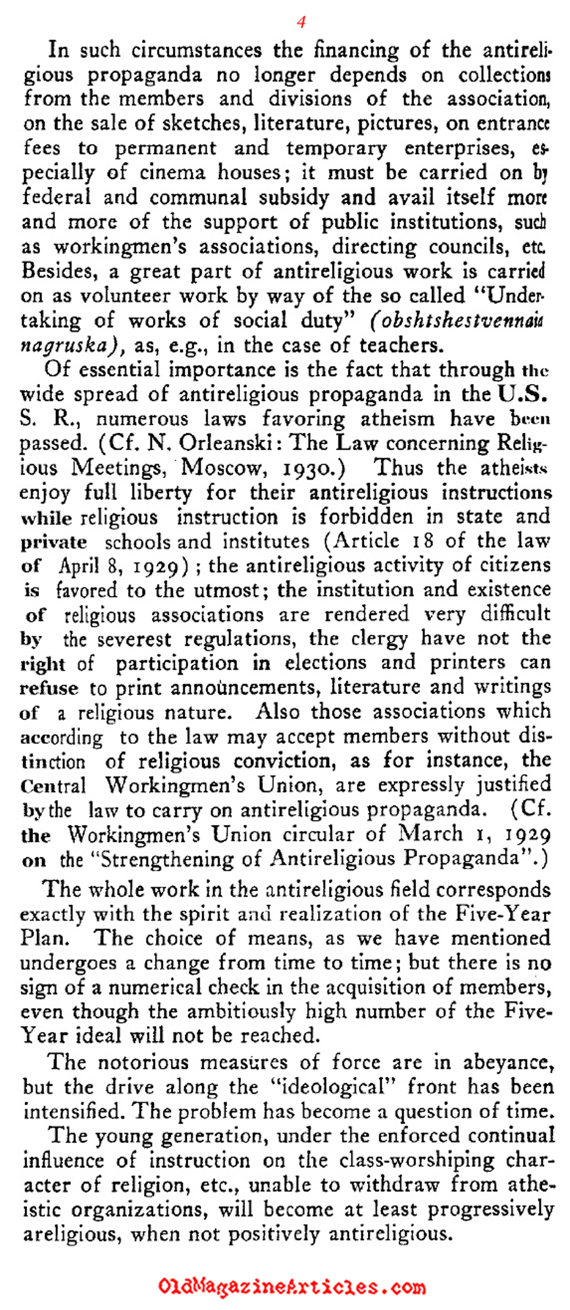 The First Atheist Government (The Commonweal, 1930)